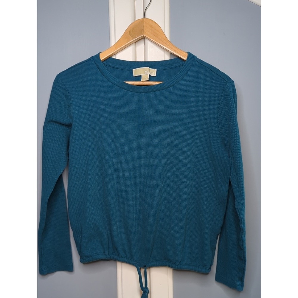 Michael Kors Blue (Teal) Ribbed Long Sleeve Top Size Small‎